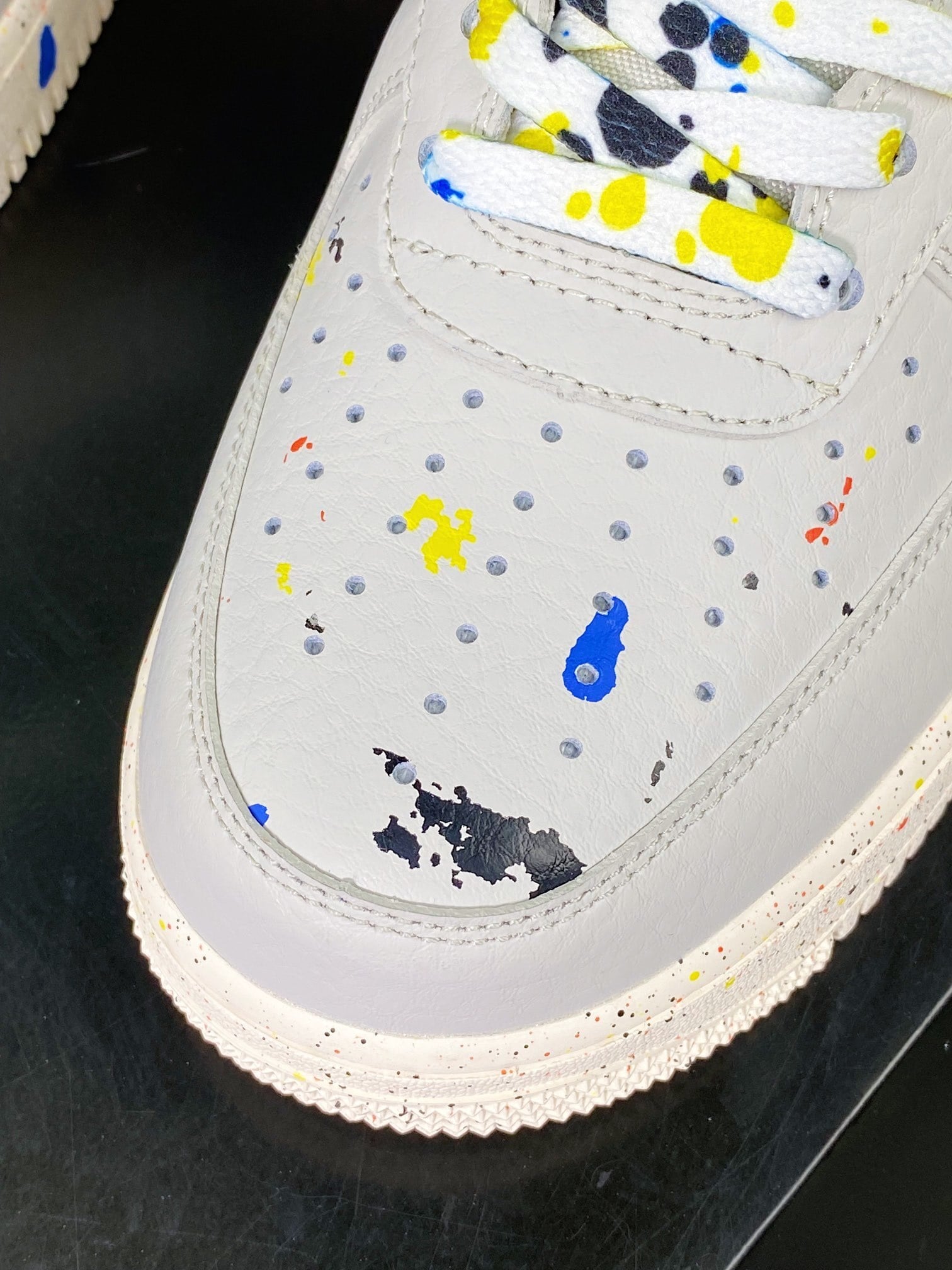 Nike Leather Cinza Lama com Splatter - Vista 6