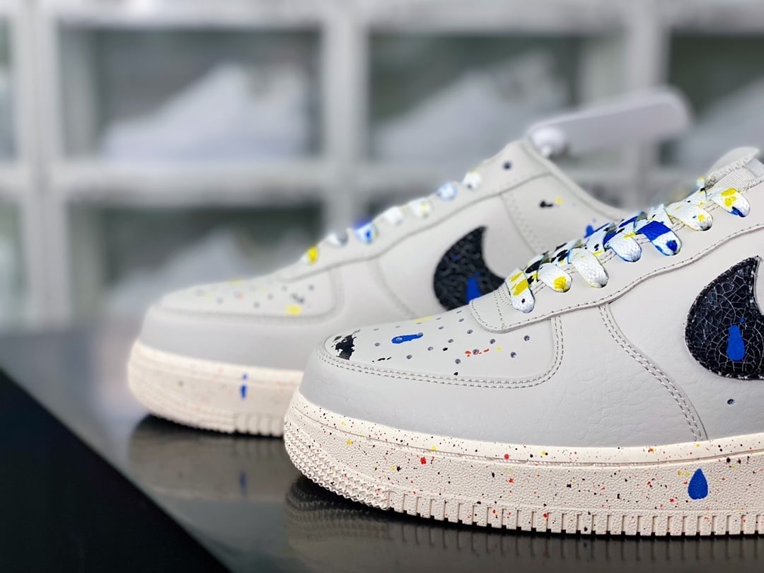 Nike Leather Cinza Lama com Splatter - Vista 8