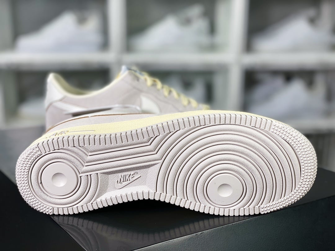 Nike Leather Cinza Claro e Branco Oxidado com Amarelo - Vista 5