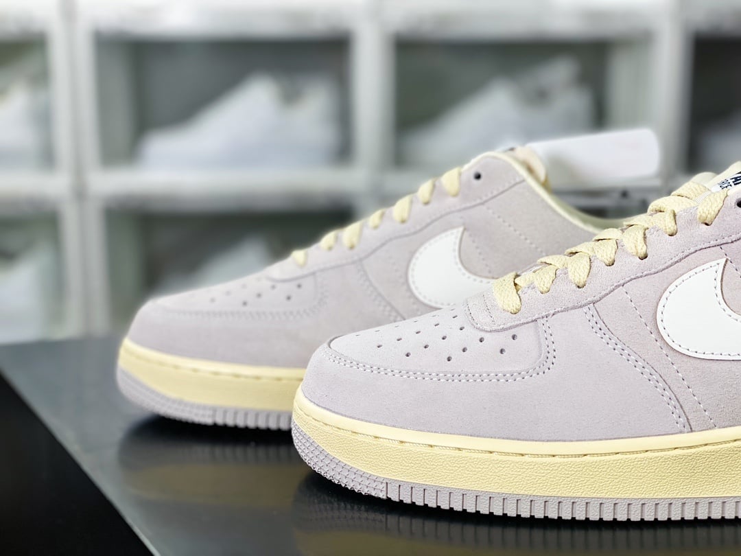 Nike Leather Cinza Claro e Branco Oxidado com Amarelo - Vista 8