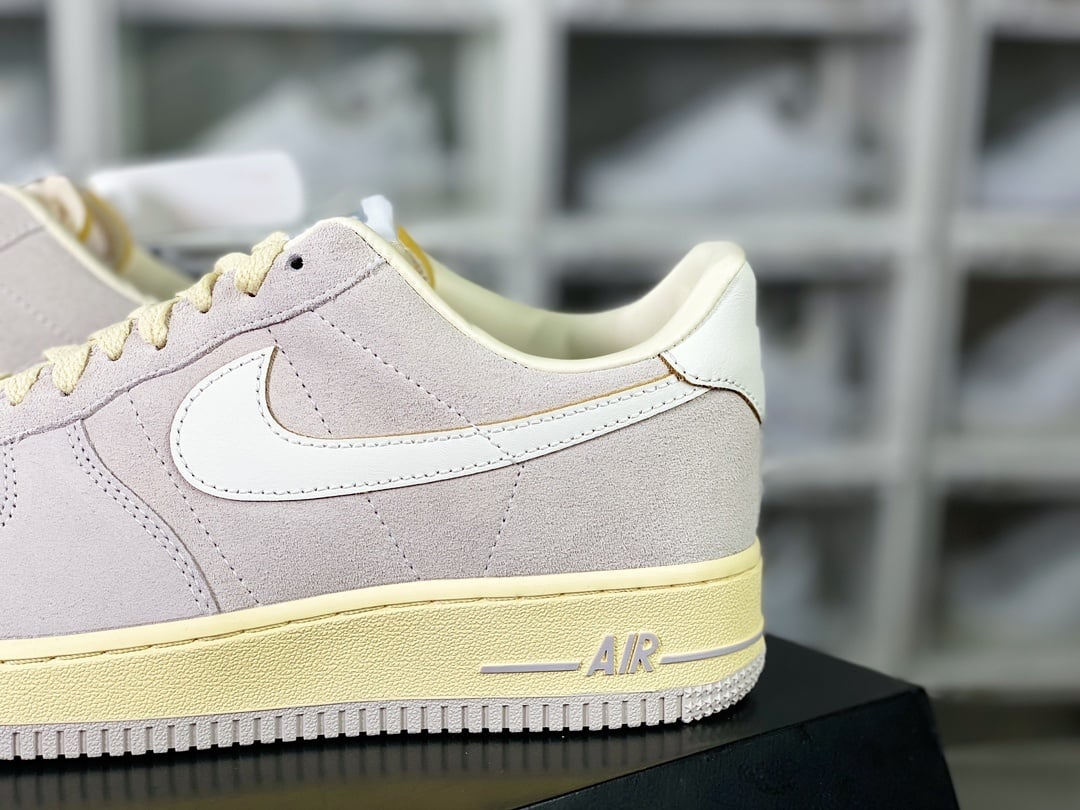Nike Leather Cinza Claro e Branco Oxidado com Amarelo - Vista 9