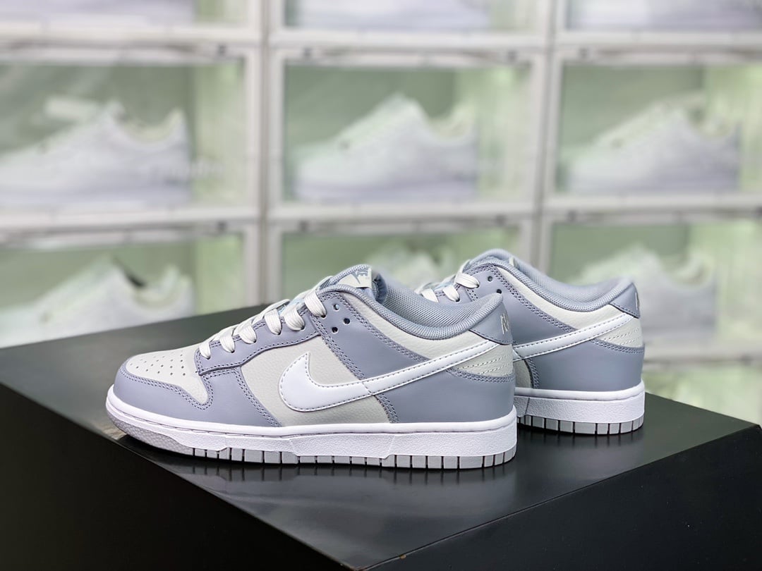 NK Dunk Low Couro Cinza, Branco e Fumaça - Vista 2