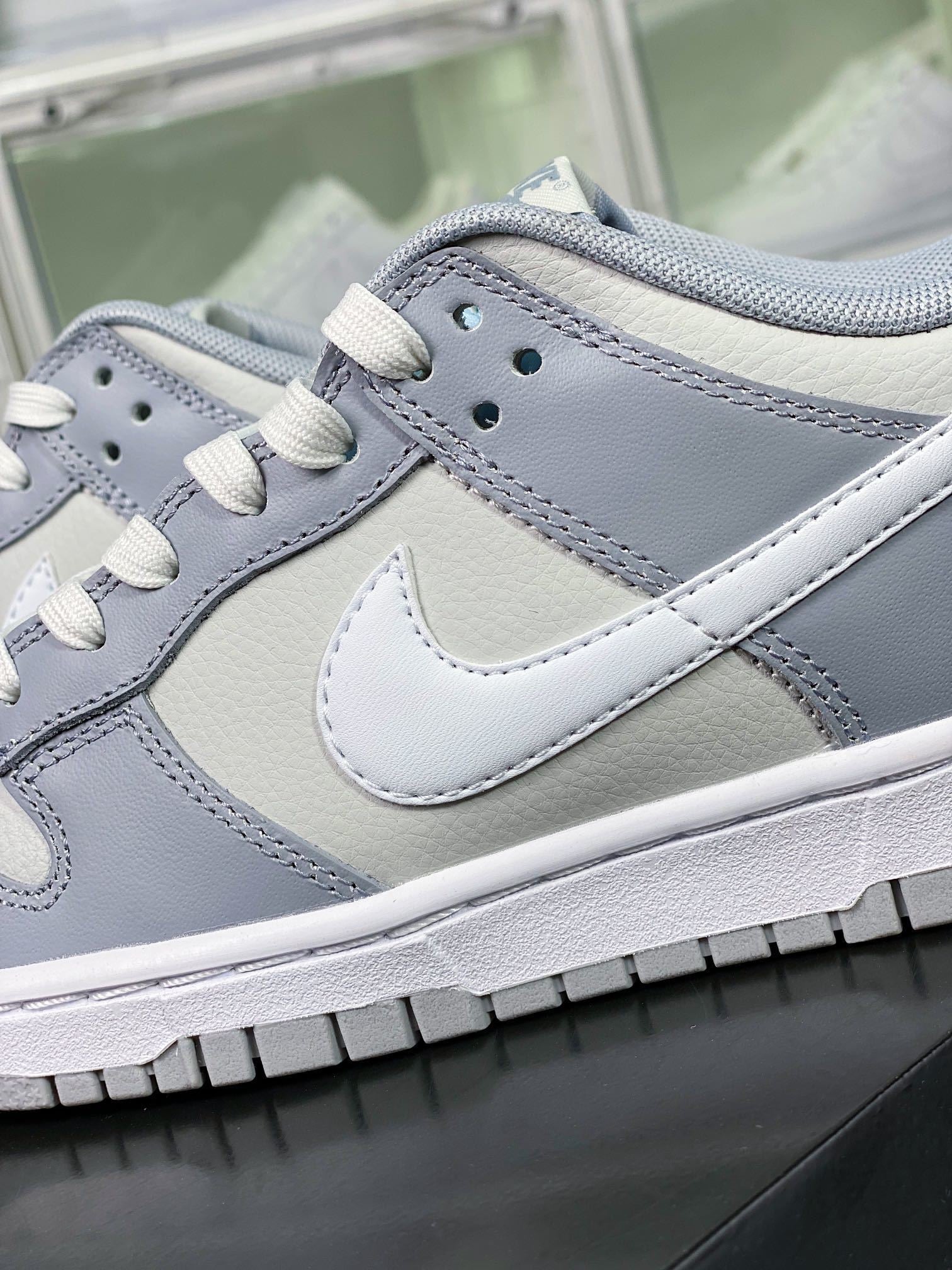 NK Dunk Low Couro Cinza, Branco e Fumaça - Vista 7