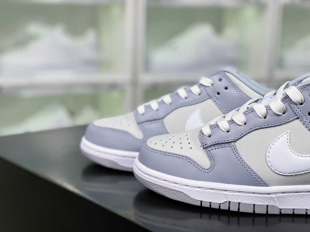 NK Dunk Low Couro Cinza, Branco e Fumaça - Vista 8