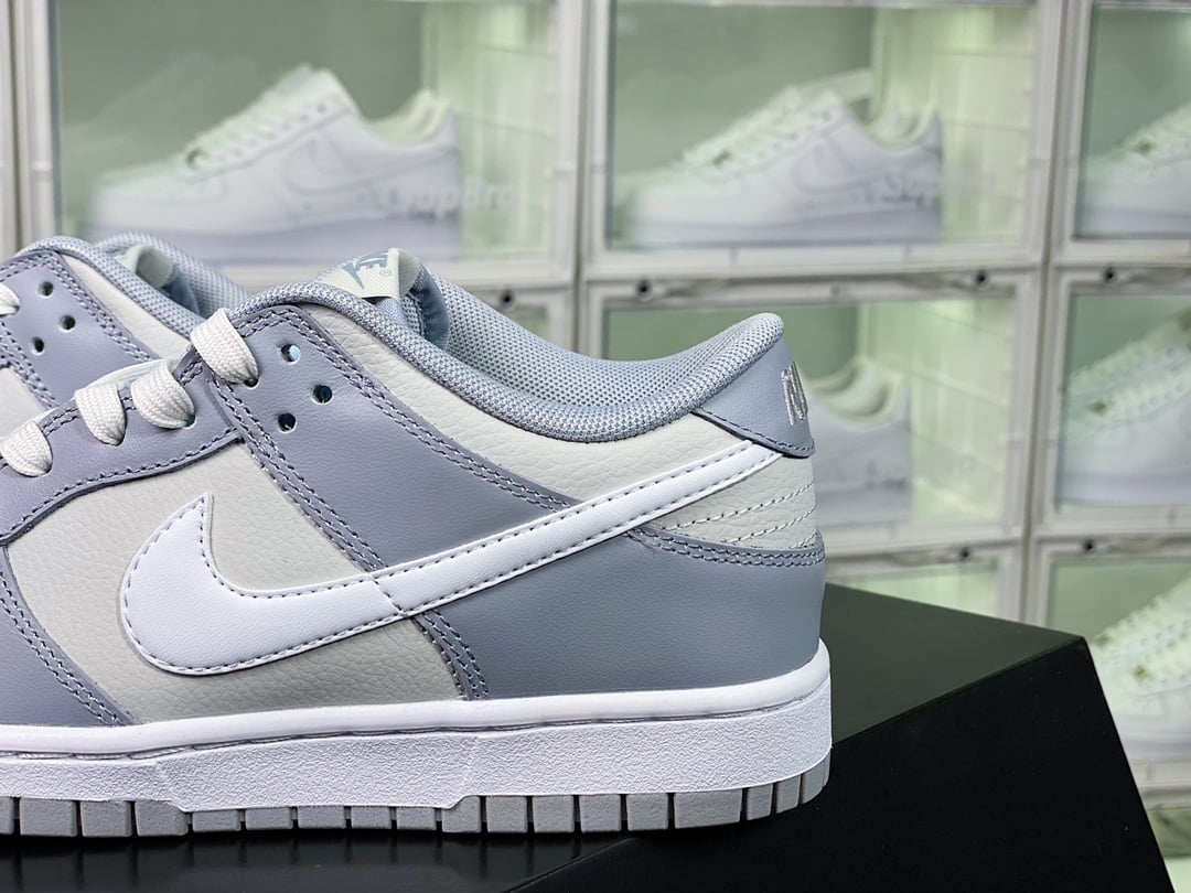 NK Dunk Low Couro Cinza, Branco e Fumaça - Vista 9