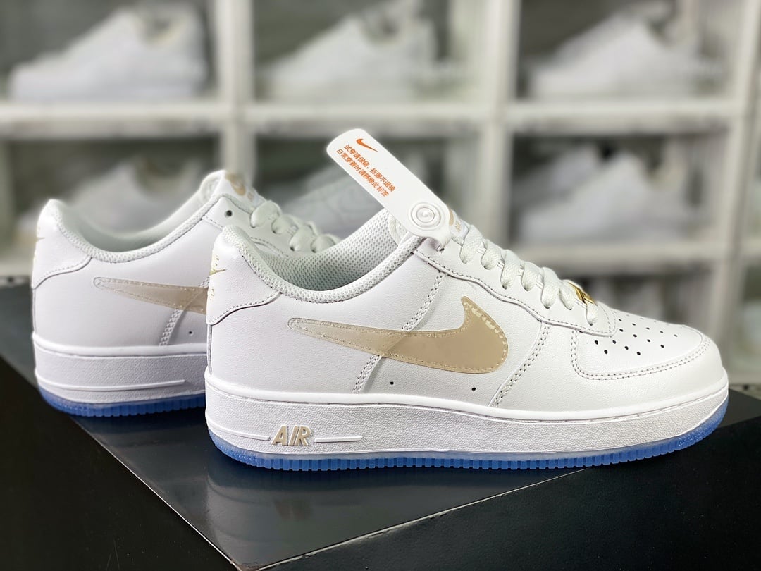 Nike Leather Branco e Khaki Gradiente Hook - Vista 2