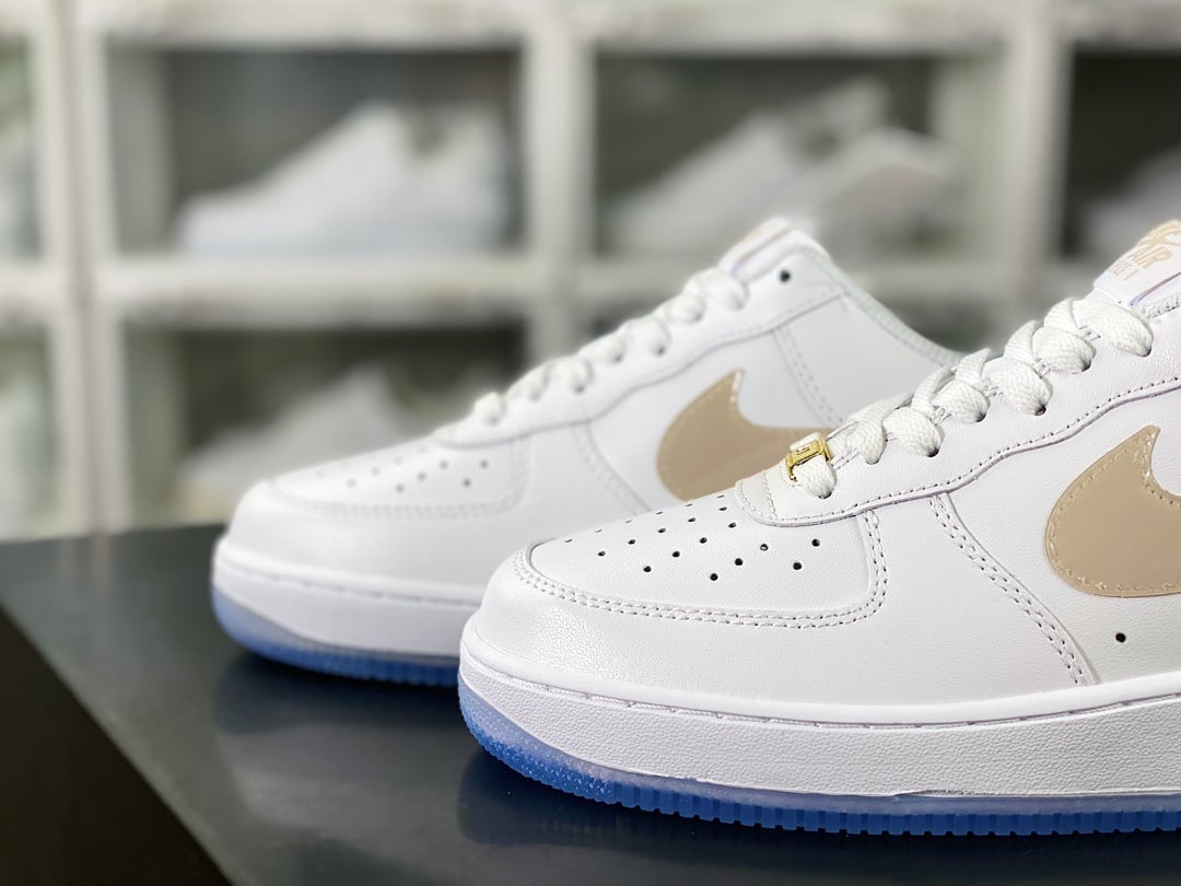 Nike Leather Branco e Khaki Gradiente Hook - Vista 8