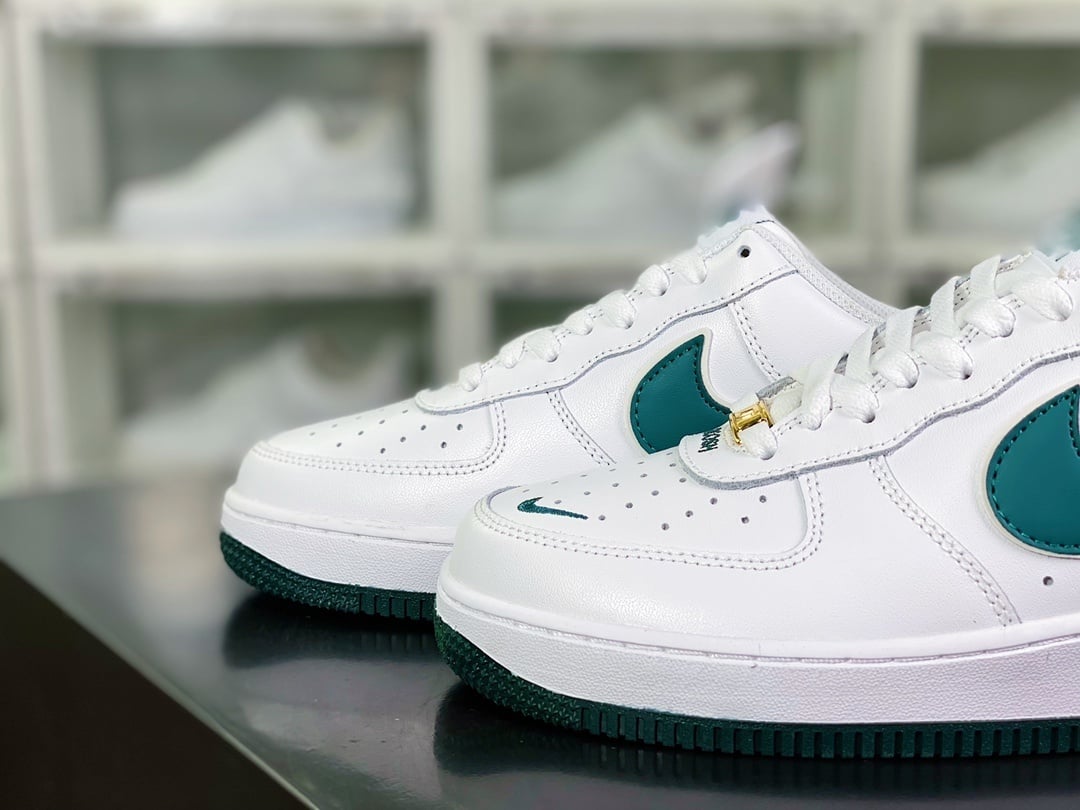 Nike Leather Branco e Verde Escuro com Hook Bordado - Vista 8