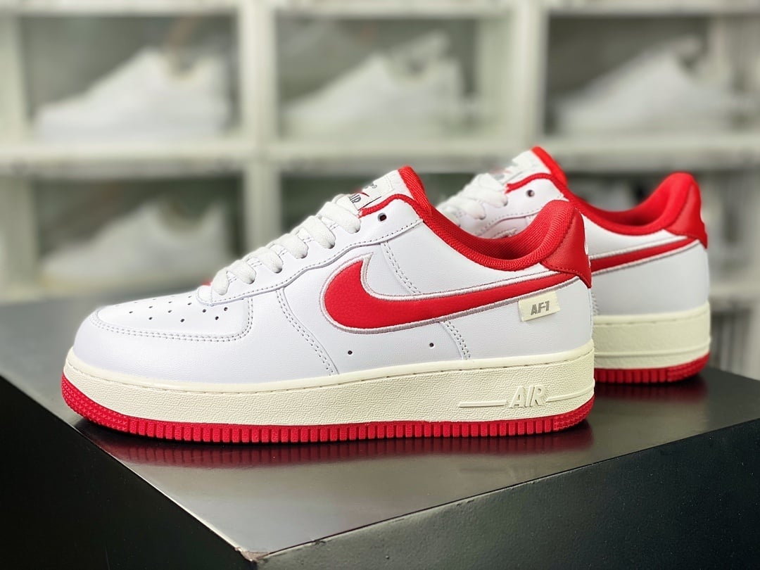 Nike Leather Branco e University Red Bordado Hook - Vista 2