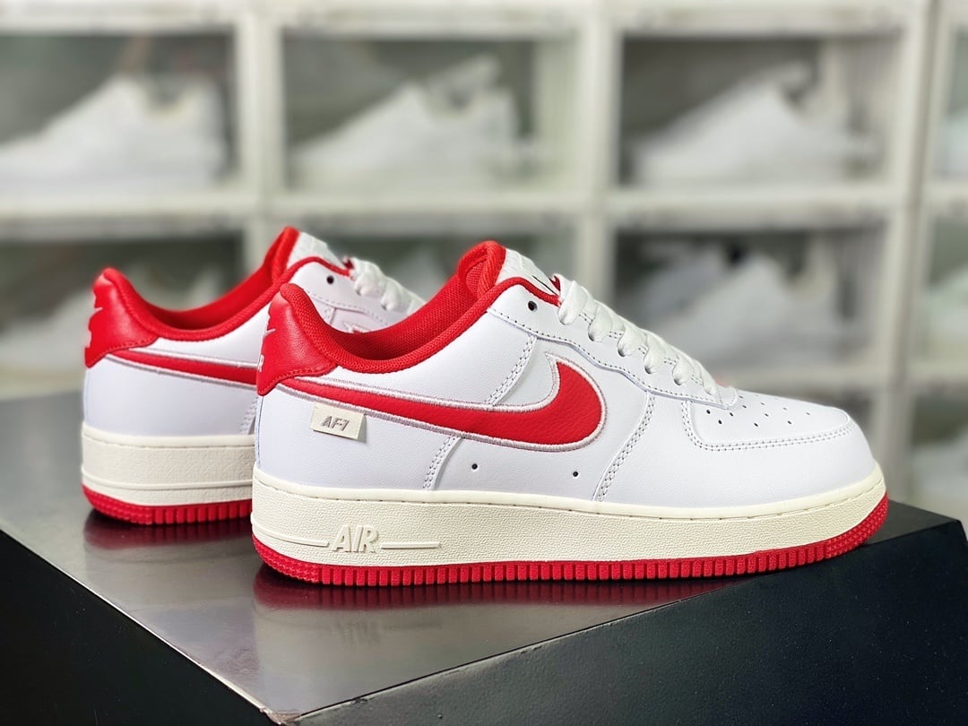 Nike Leather Branco e University Red Bordado Hook - Vista 3