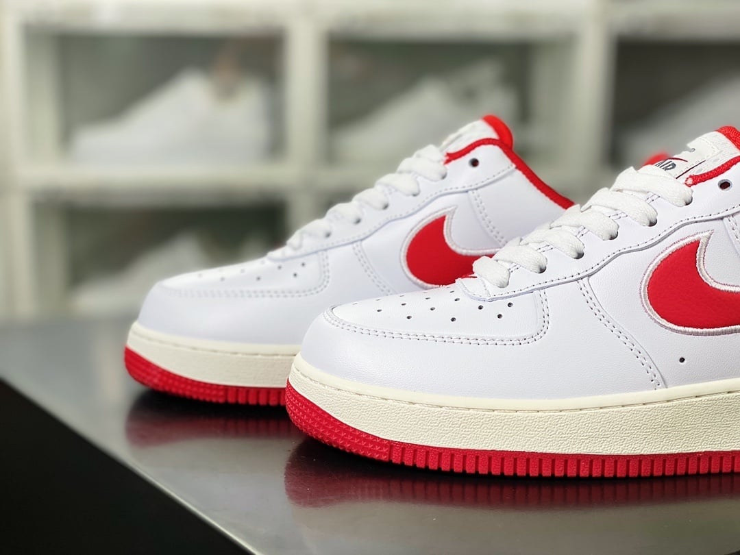 Nike Leather Branco e University Red Bordado Hook - Vista 8