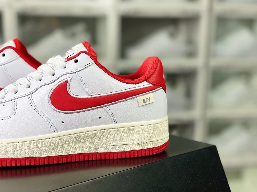 Nike Leather Branco e University Red Bordado Hook - Vista 9