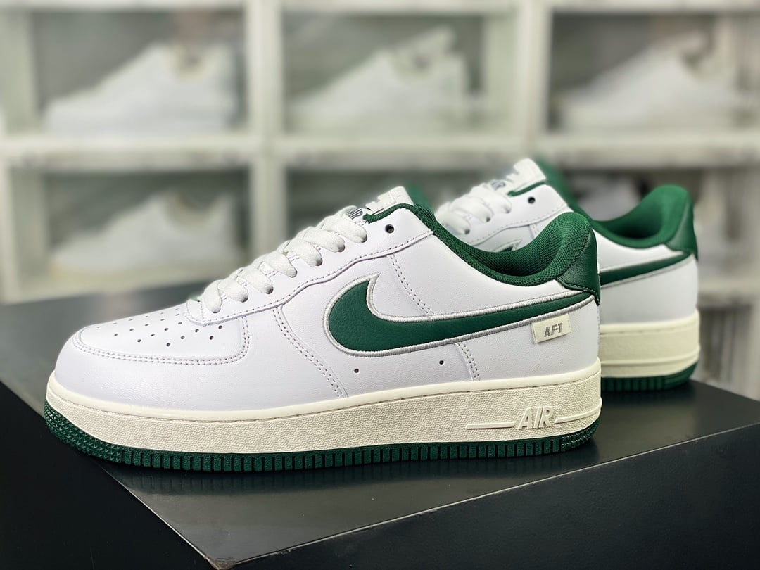 Nike Leather Branco e Verde Floresta Bordado Hook - Vista 2