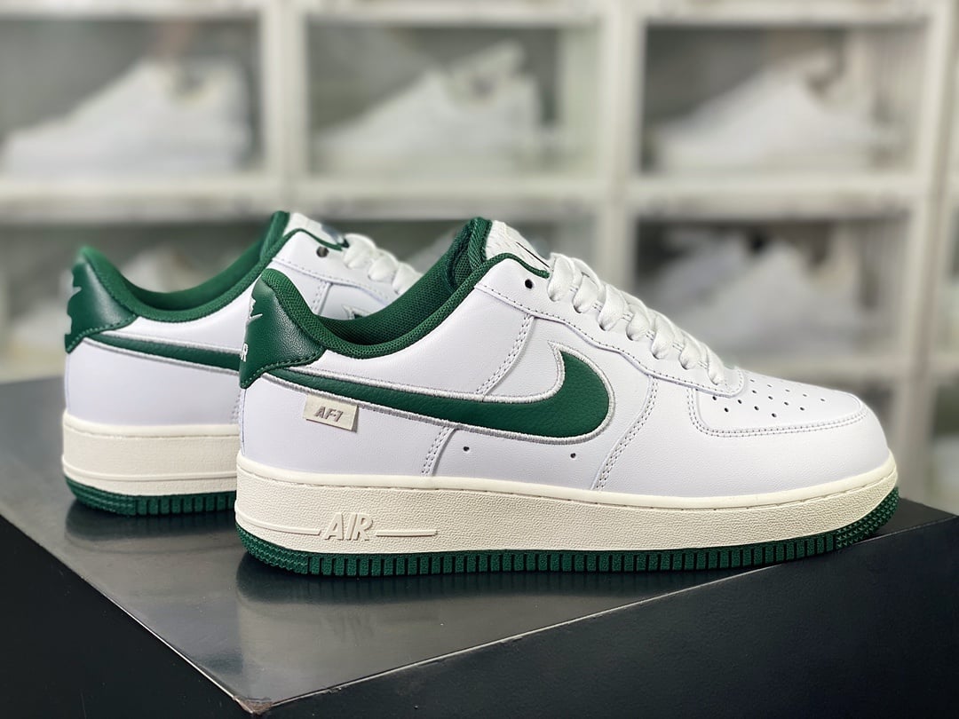 Nike Leather Branco e Verde Floresta Bordado Hook - Vista 3