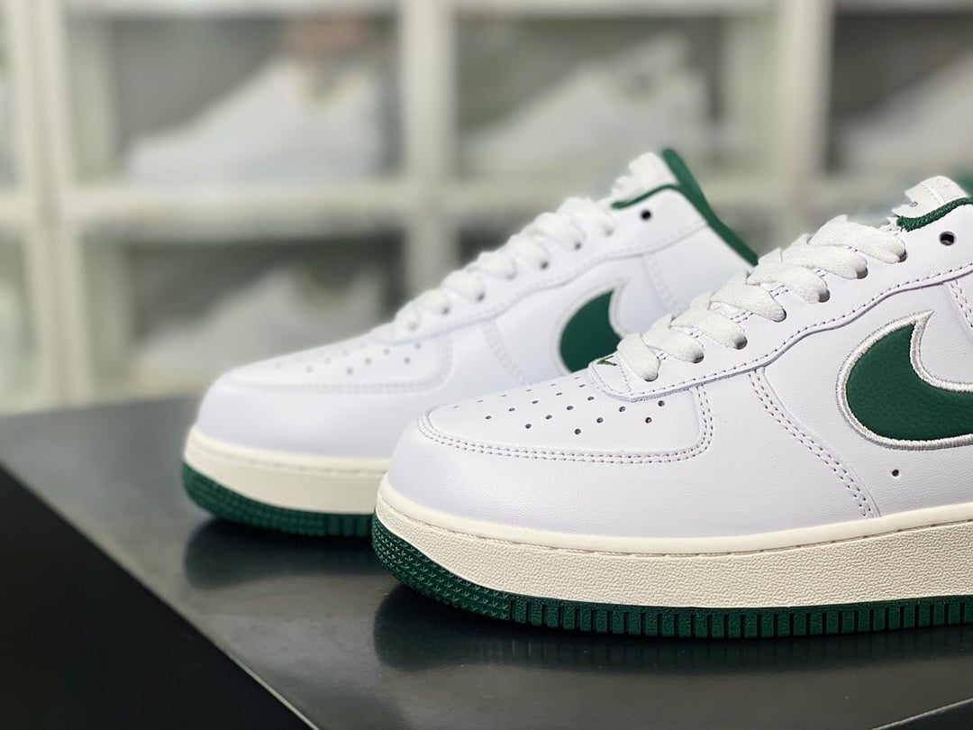 Nike Leather Branco e Verde Floresta Bordado Hook - Vista 8