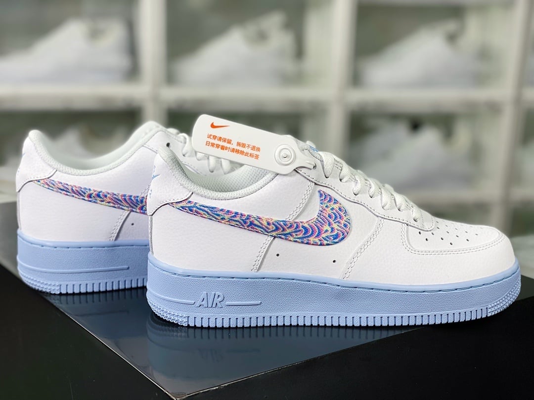 Nike Leather Branco e Hydrogen Blue - Vista 2