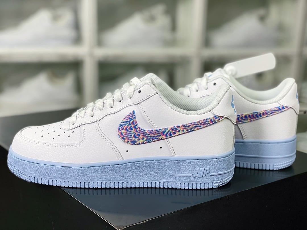 Nike Leather Branco e Hydrogen Blue - Vista 3