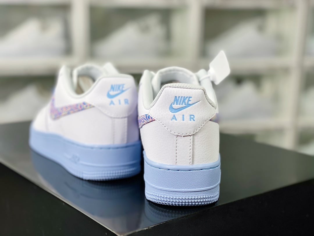 Nike Leather Branco e Hydrogen Blue - Vista 4
