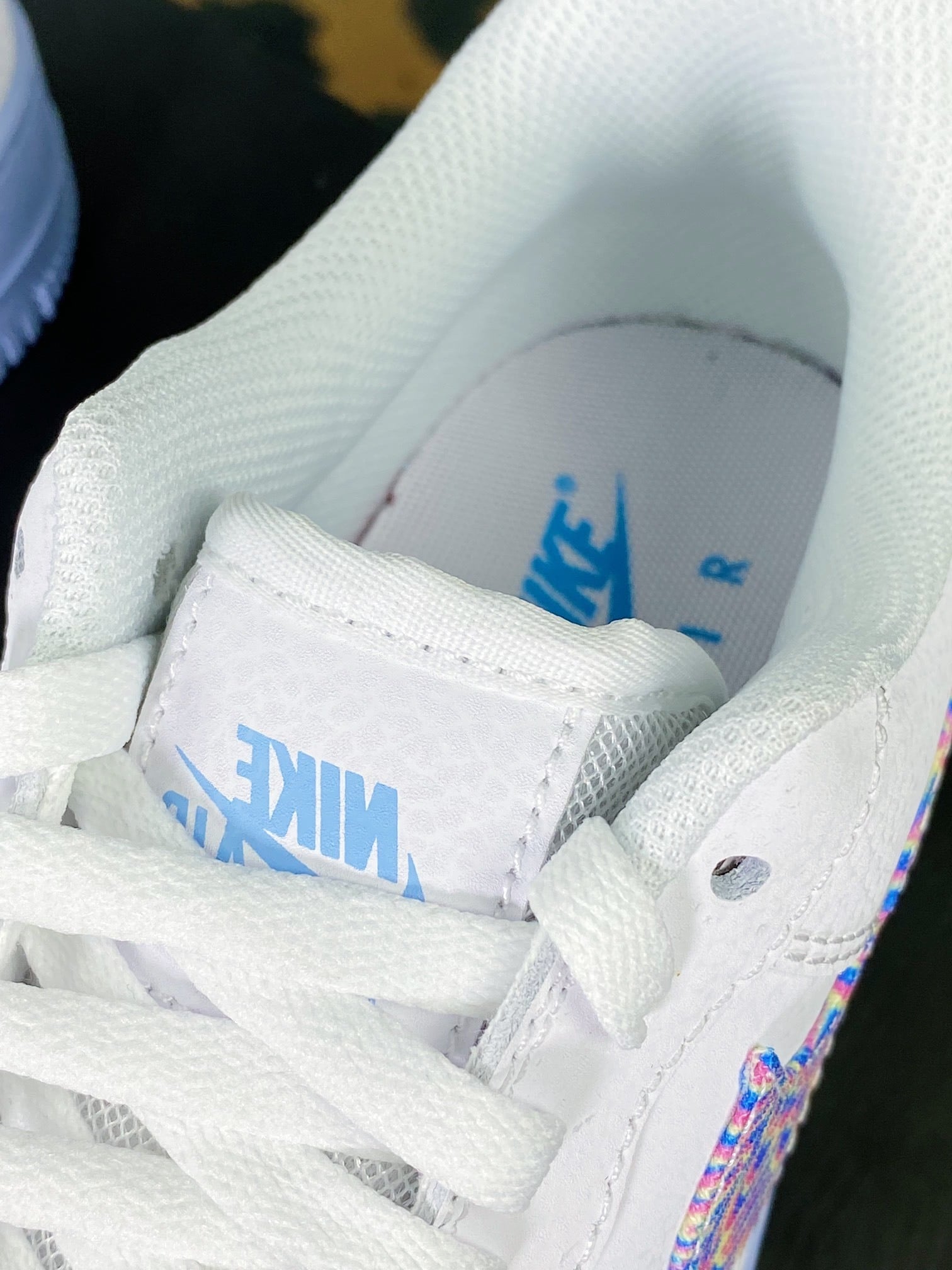 Nike Leather Branco e Hydrogen Blue - Vista 7