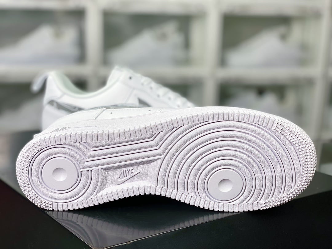 Nike Leather Branco e Cinza Pequeno Swoosh 3M - Vista 5