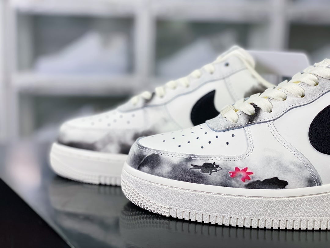 Nike Leather Branco, Cinza e Preto Paisagem - Vista 8