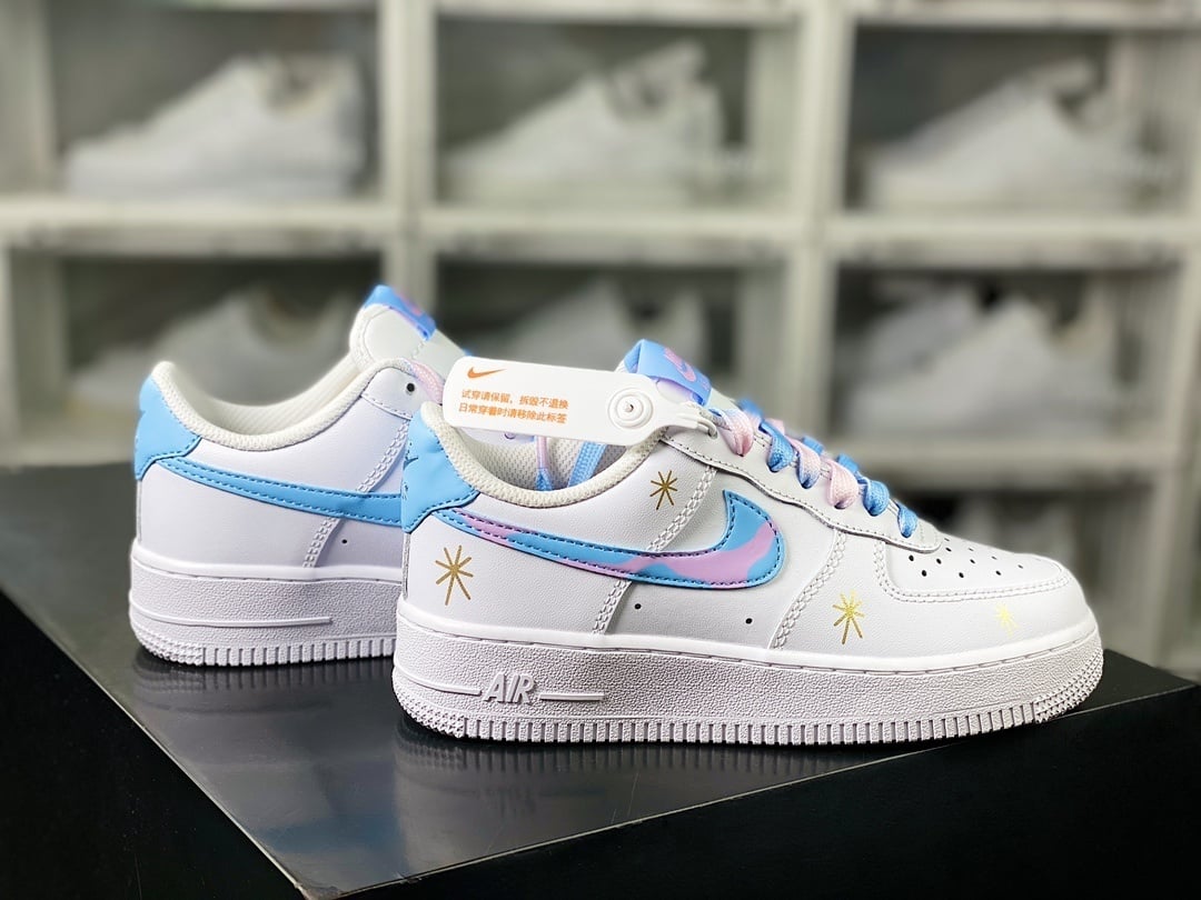 Nike Leather Branco, Rosa e Azul Graffiti - Vista 3