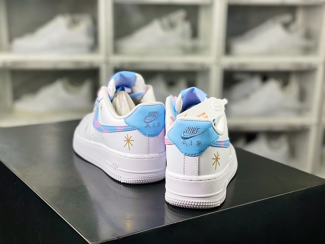 Nike Leather Branco, Rosa e Azul Graffiti - Vista 4