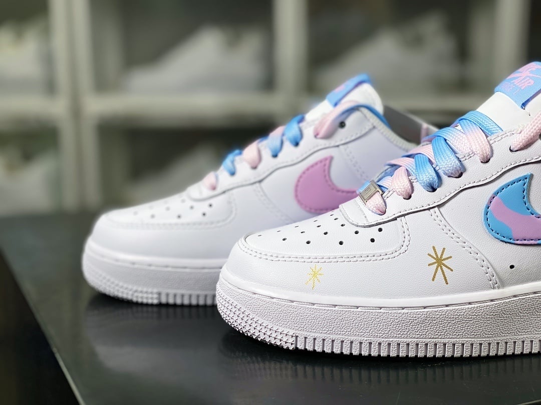 Nike Leather Branco, Rosa e Azul Graffiti - Vista 8