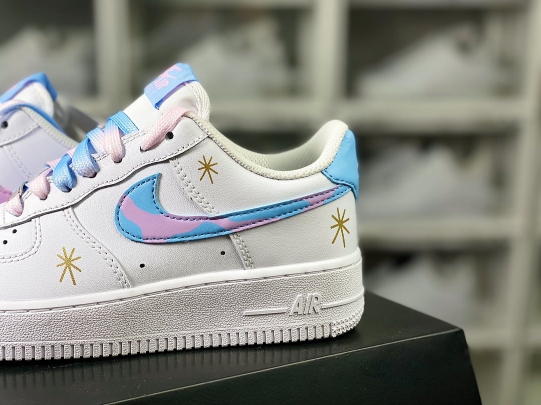 Nike Leather Branco, Rosa e Azul Graffiti - Vista 9