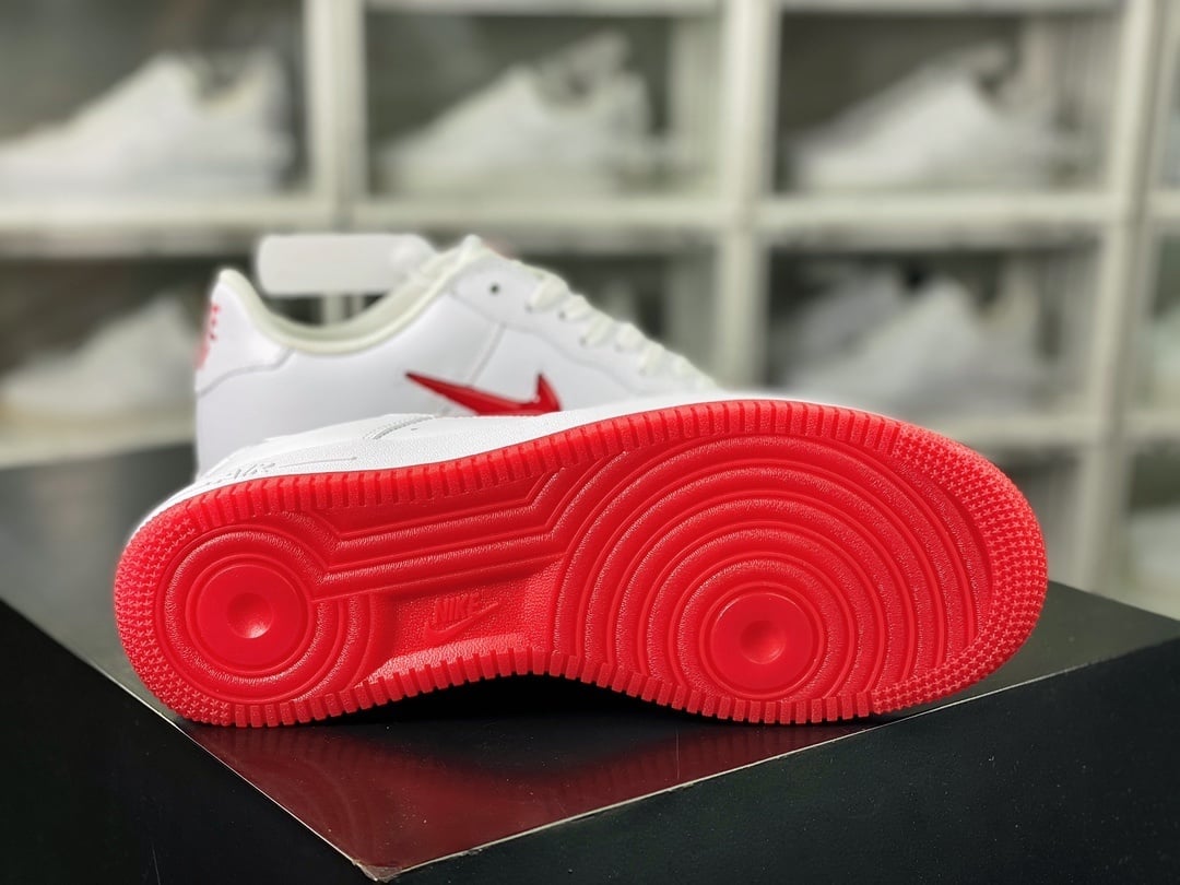 Nike Leather Branco e Vermelho com Hook de Cristal - Vista 5