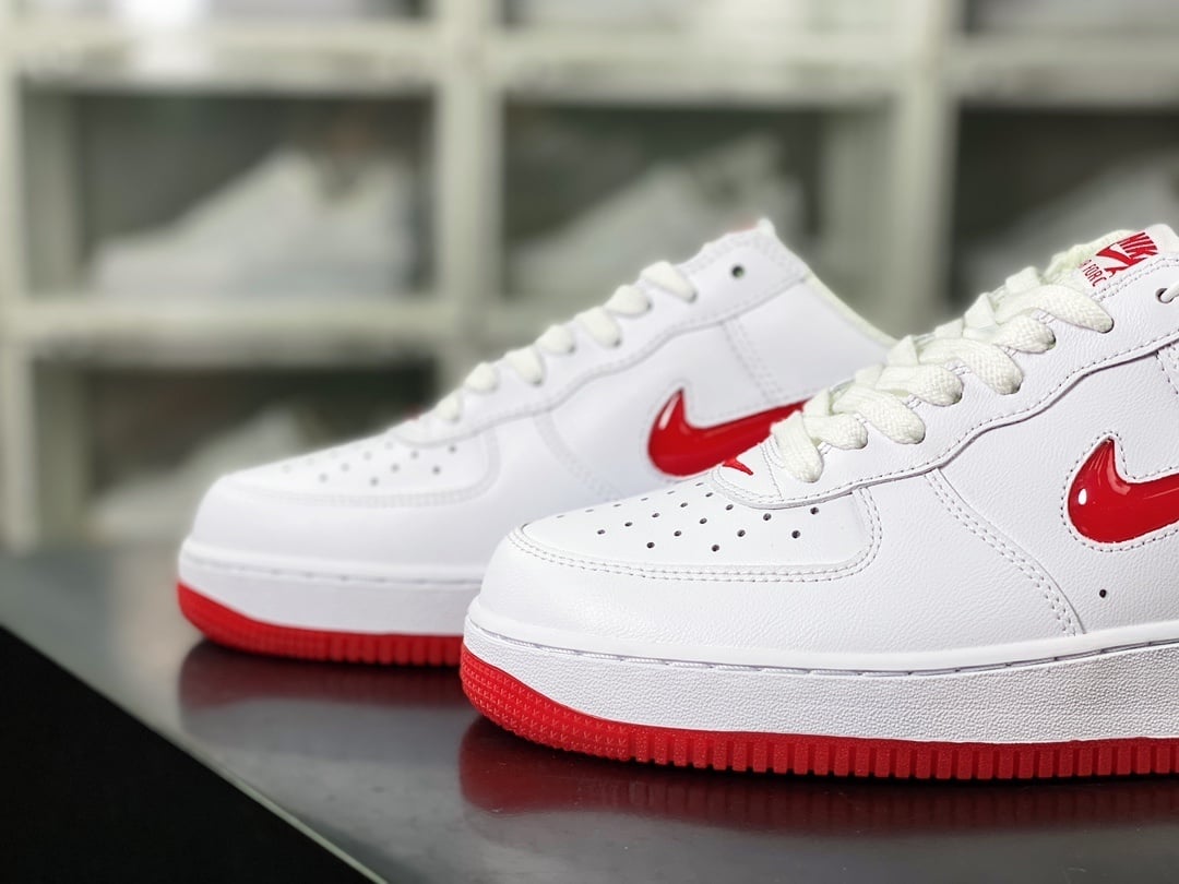 Nike Leather Branco e Vermelho com Hook de Cristal - Vista 8