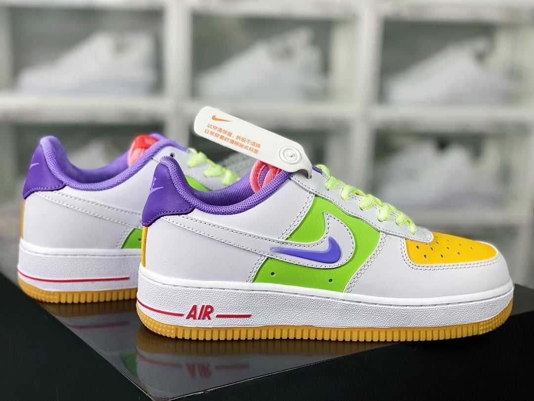 Nike Leather Branco Verde e Laranja Colorido - Vista 2