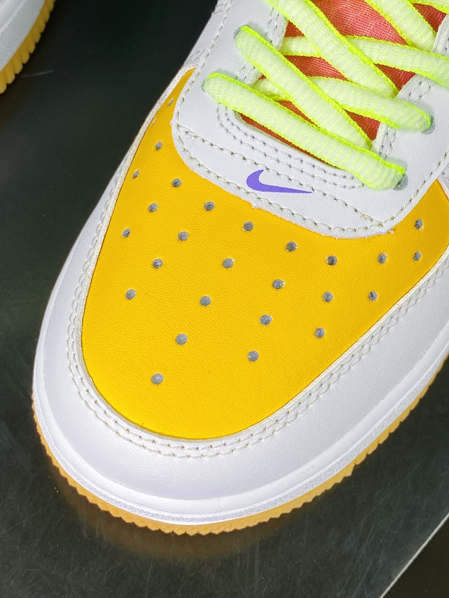 Nike Leather Branco Verde e Laranja Colorido - Vista 6