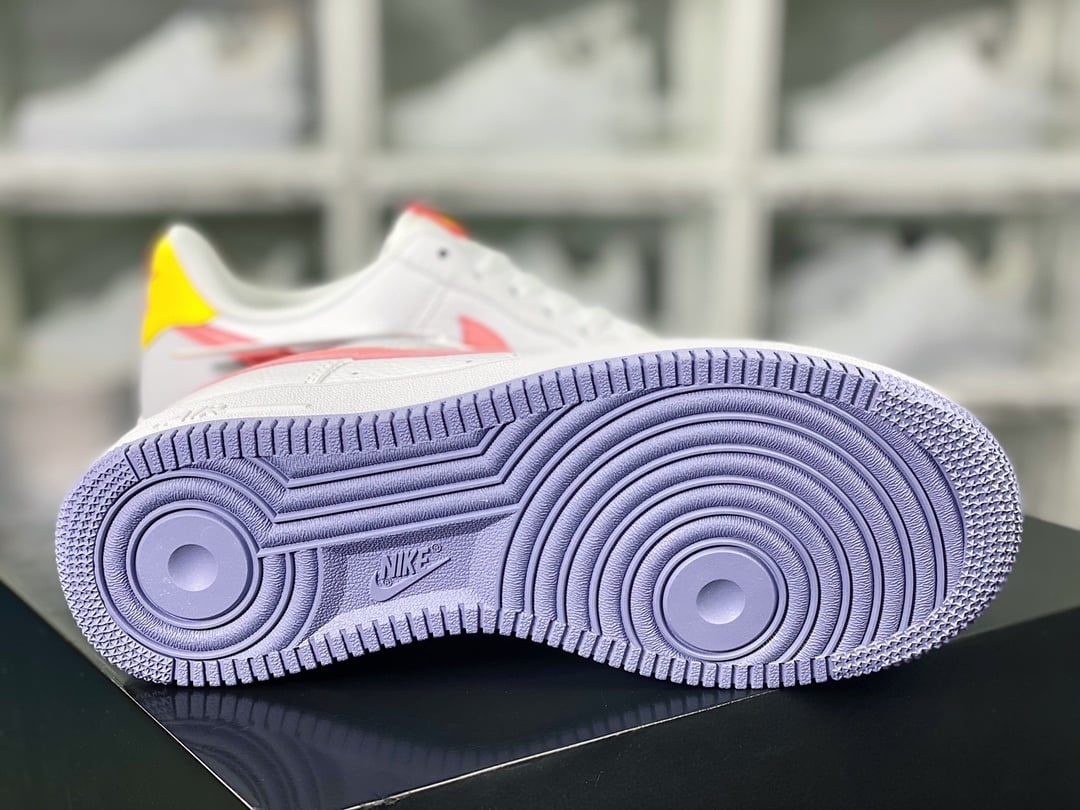 Nike Leather Branco com Amarelo e Coral - Vista 5