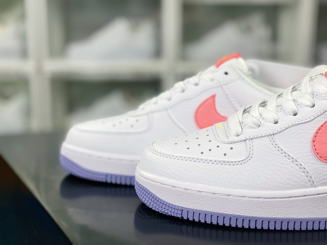 Nike Leather Branco com Amarelo e Coral - Vista 8