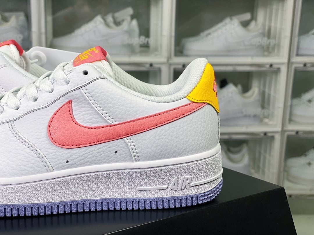 Nike Leather Branco com Amarelo e Coral - Vista 9