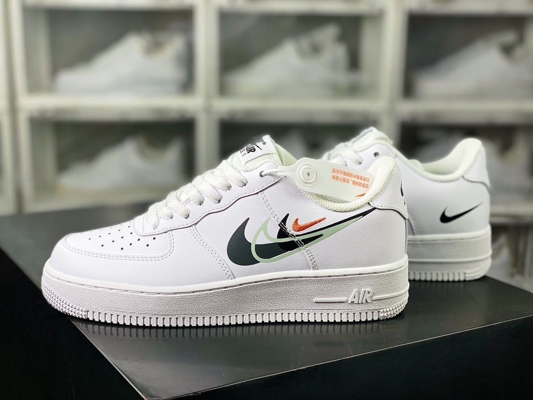 Nike Leather Branco, Preto e Verde com Quatro Hooks - Vista 2