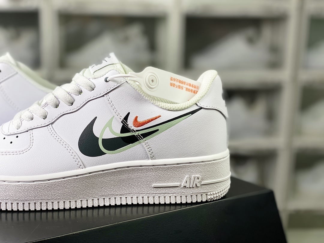 Nike Leather Branco, Preto e Verde com Quatro Hooks - Vista 9