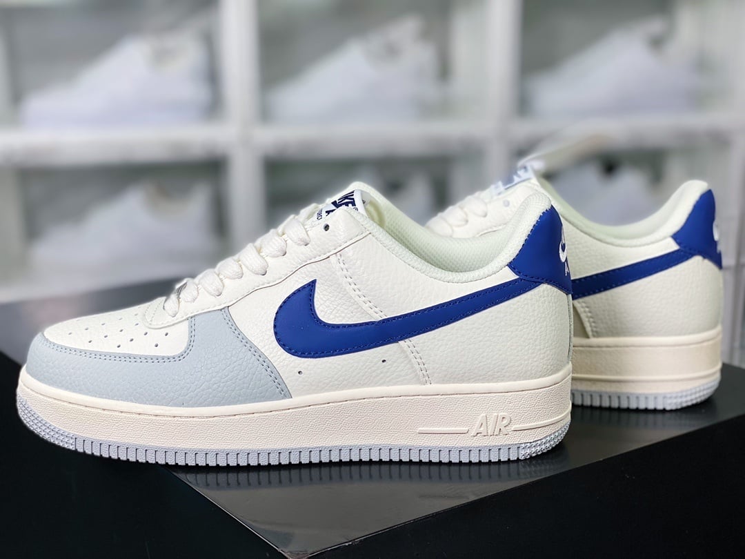 Nike Leather Creme, Cinza Claro e Azul Escuro - Vista 3