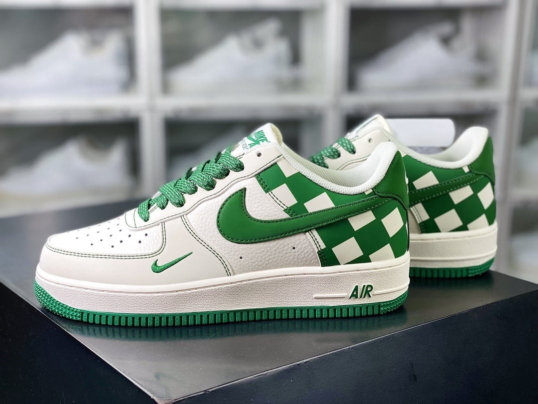 Nike Leather Creme e Verde Escuro Reflective - Vista 2