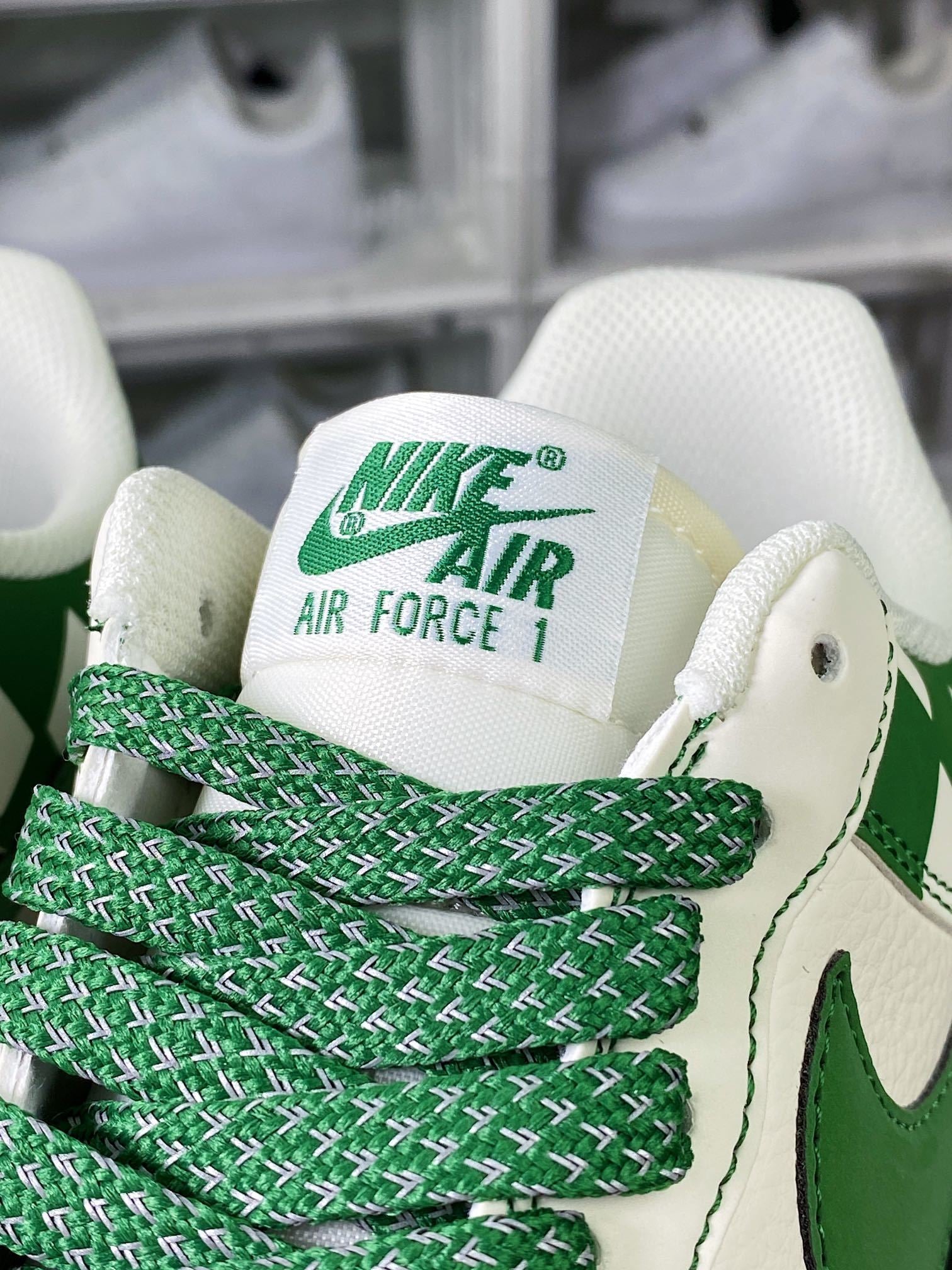 Nike Leather Creme e Verde Escuro Reflective - Vista 7
