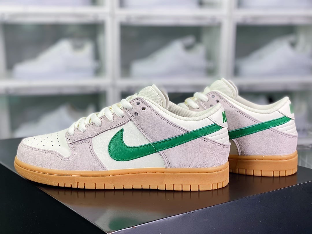 NK Dunk Low Off-White Cinza Verde com Sola Goma - Vista 3