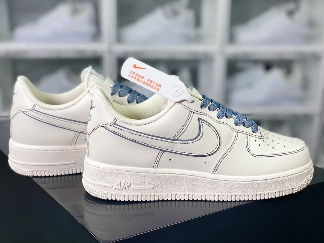 Nike Leather Creme, Cinza e Azul 3M Reflectivo - Vista 2