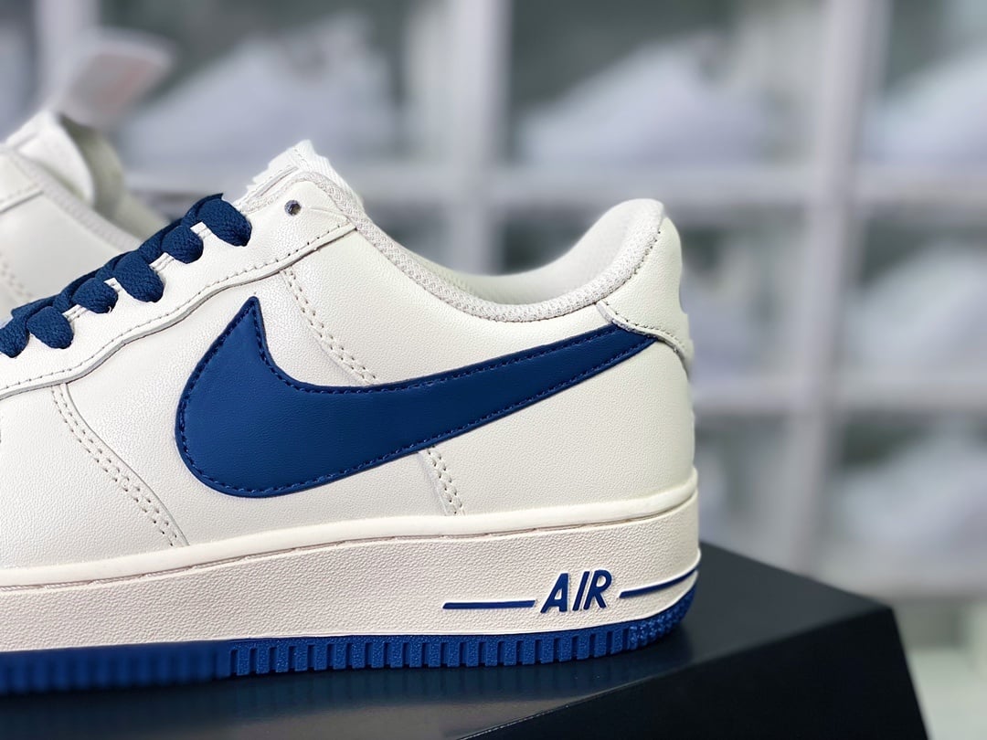 Nike Leather Creme e Azul Marinho Hook - Vista 9