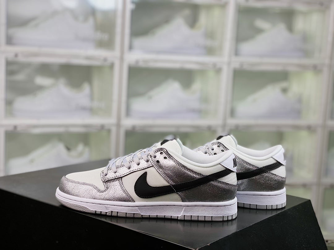 NK Dunk Low Couro Prateado - Vista 2