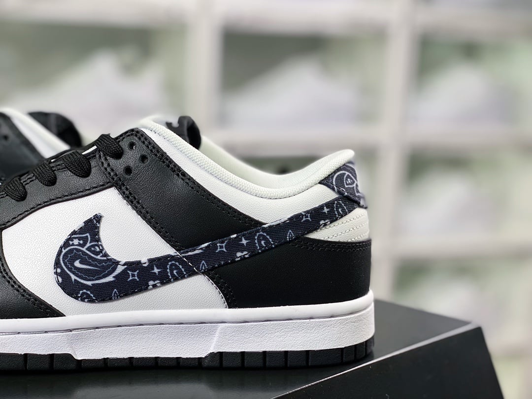 NK Dunk Low Preto, Branco e Cashew - Vista 9