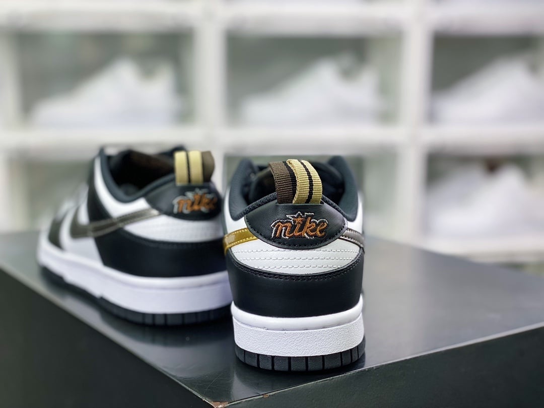 NK Dunk Low Panda Preto Branco Dourado Prateado - Vista 4