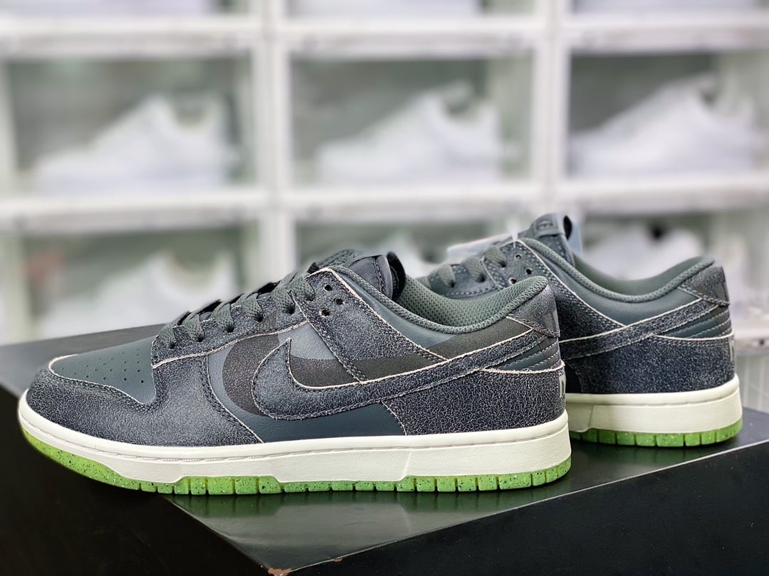 NK Dunk Low Cinzento Carbono Duplo Swoosh 3M - Vista 3