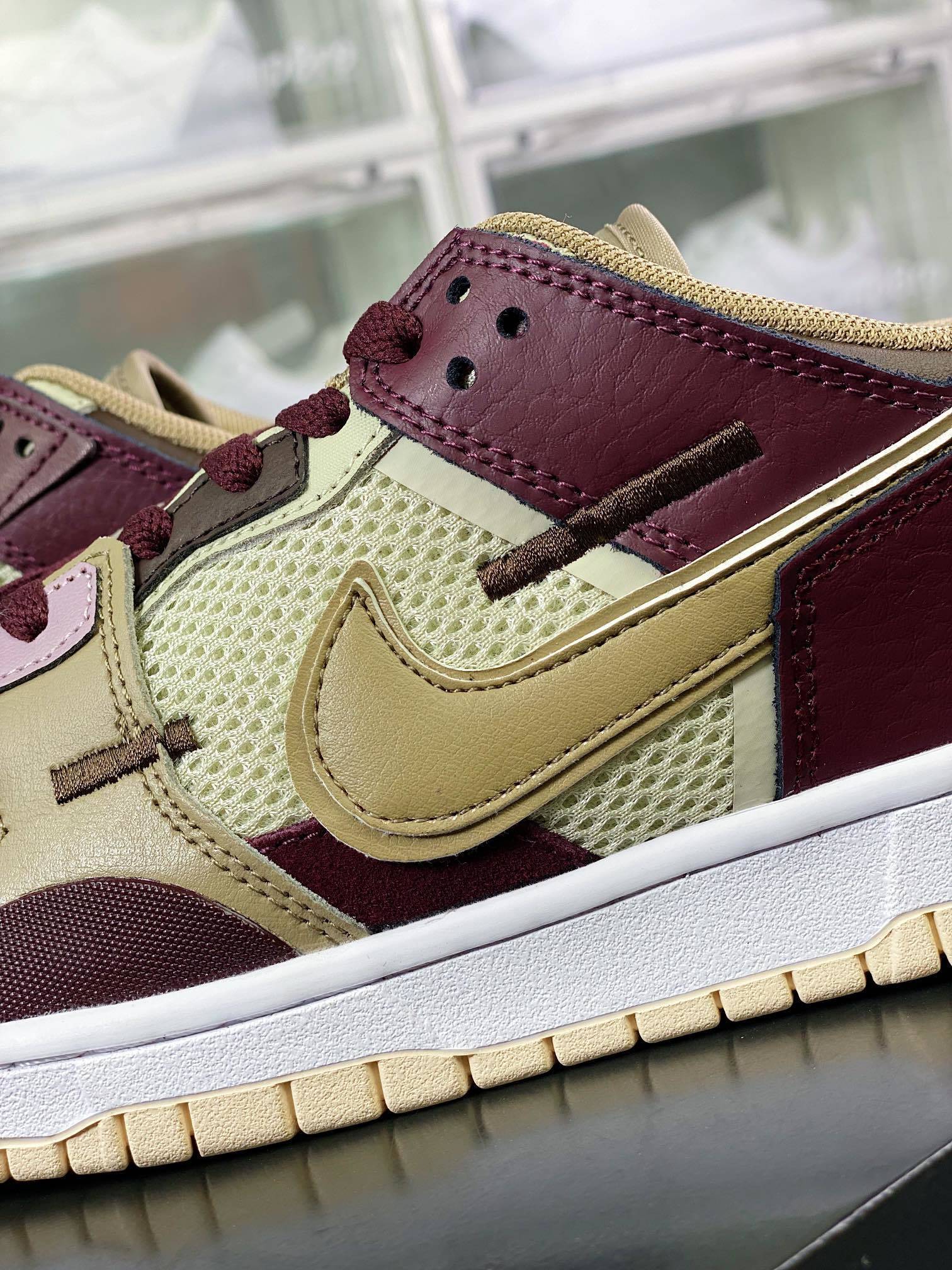 NK Dunk Low Marrom e Bege Patchwork - Vista 7