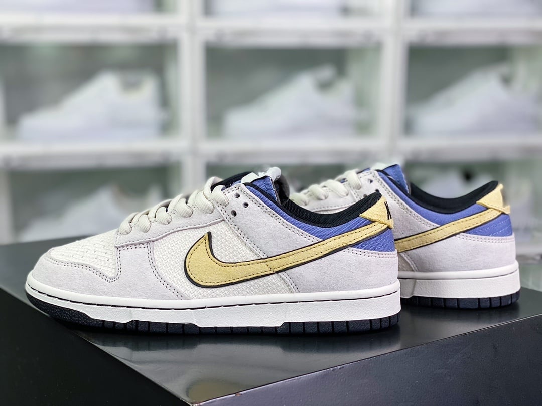 NK Dunk Low Cinza Denim Azul Amarelo - Vista 3